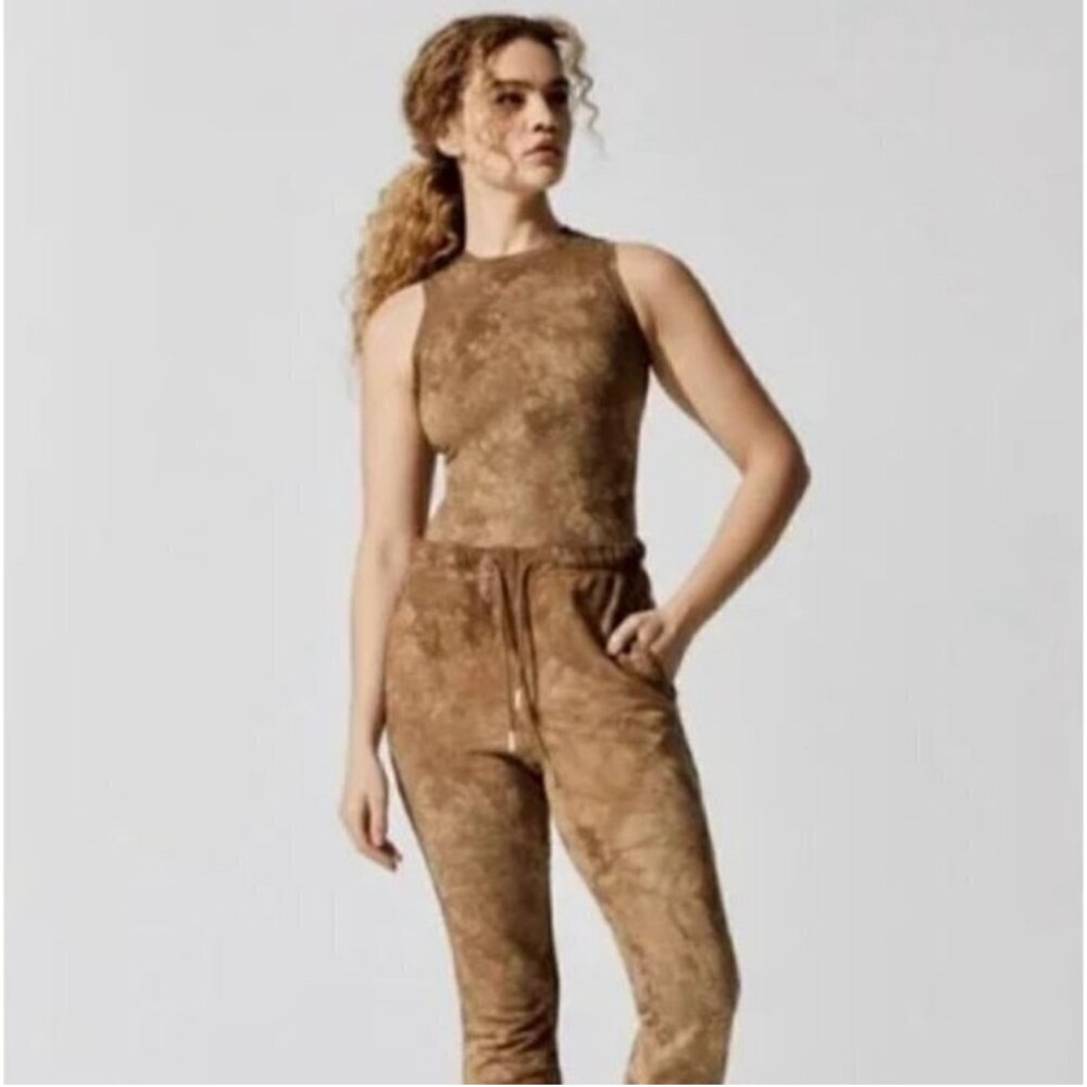 Cotton Citizen The Brisbane Tank Bodysuit Brown Tie-Dye XS